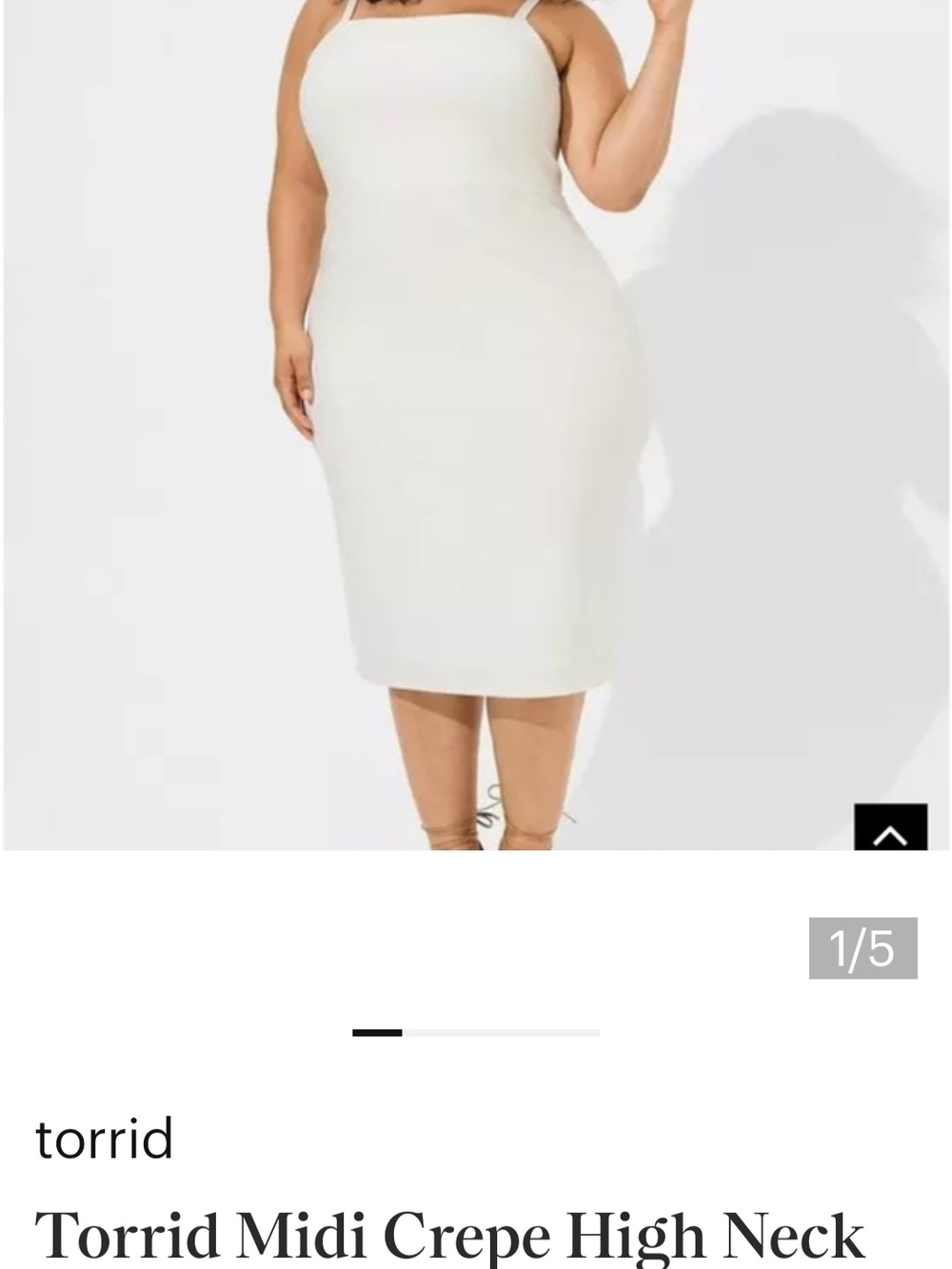 Torrid Cream Midi Crepe High-Neck Dress